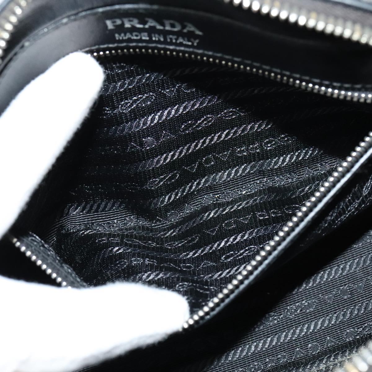 PRADA Shoulder Bag Leather Black Silver Auth BD1348V
