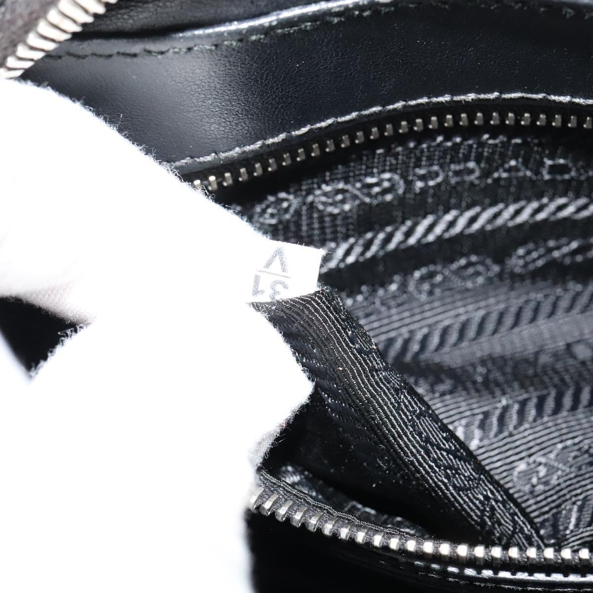 PRADA Shoulder Bag Leather Black Silver Auth BD1348V