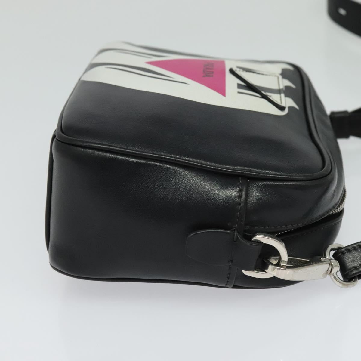 PRADA Shoulder Bag Leather Black Silver Auth BD1348V