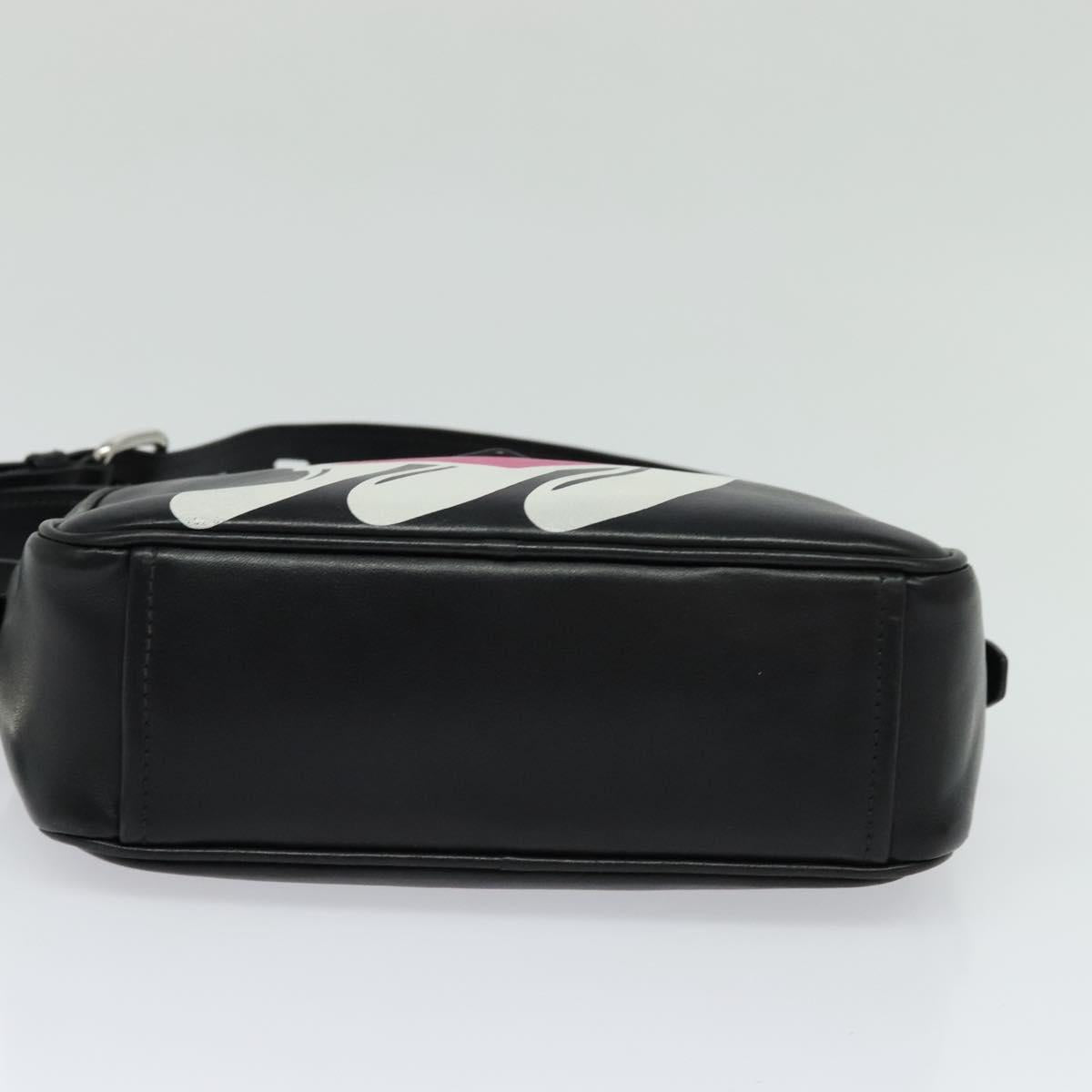PRADA Shoulder Bag Leather Black Silver Auth BD1348V