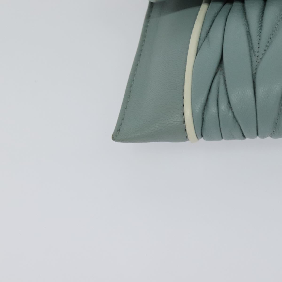 Miu Miu Chain Shoulder Bag Leather Blue Silver Auth BD1352