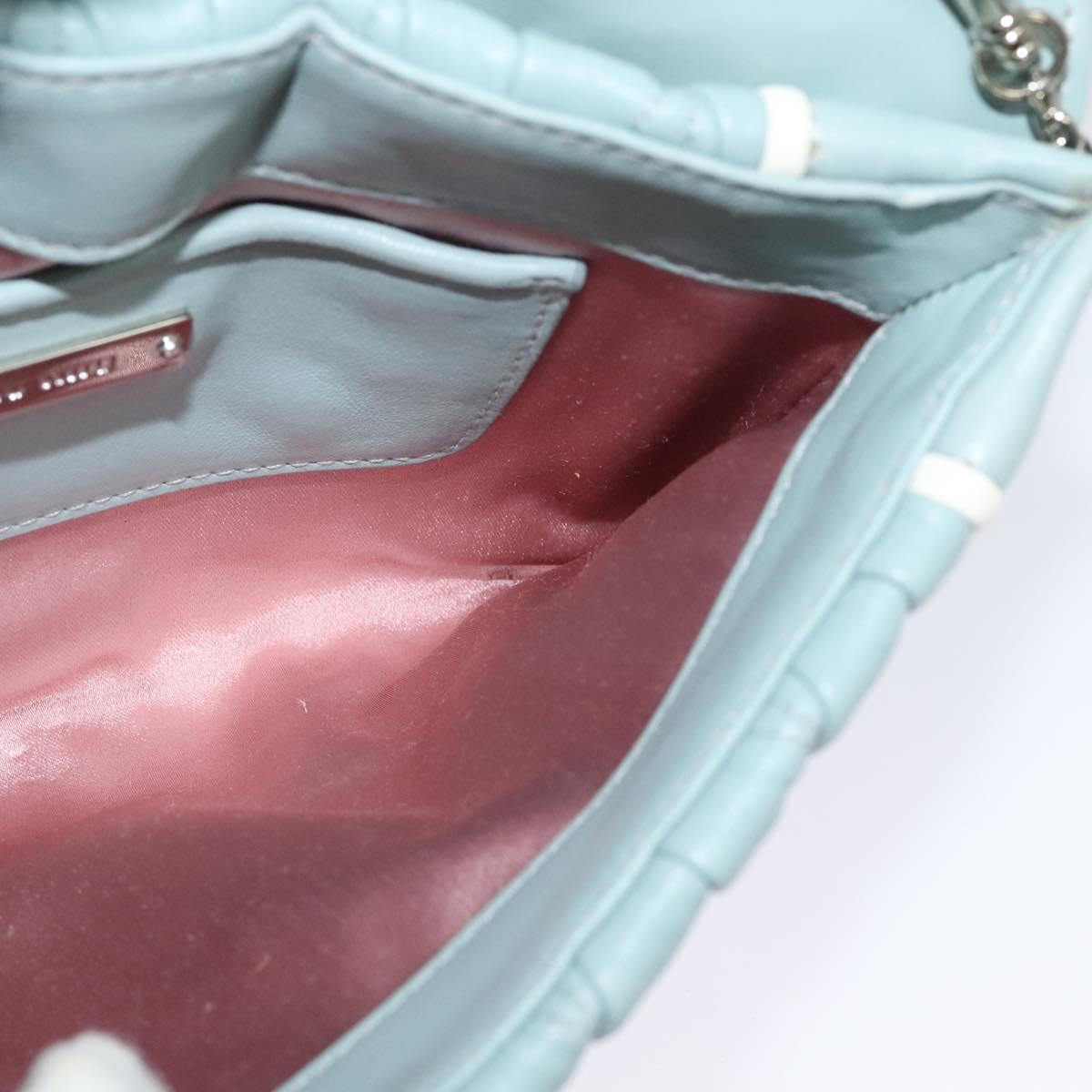 Miu Miu Chain Shoulder Bag Leather Blue Silver Auth BD1352