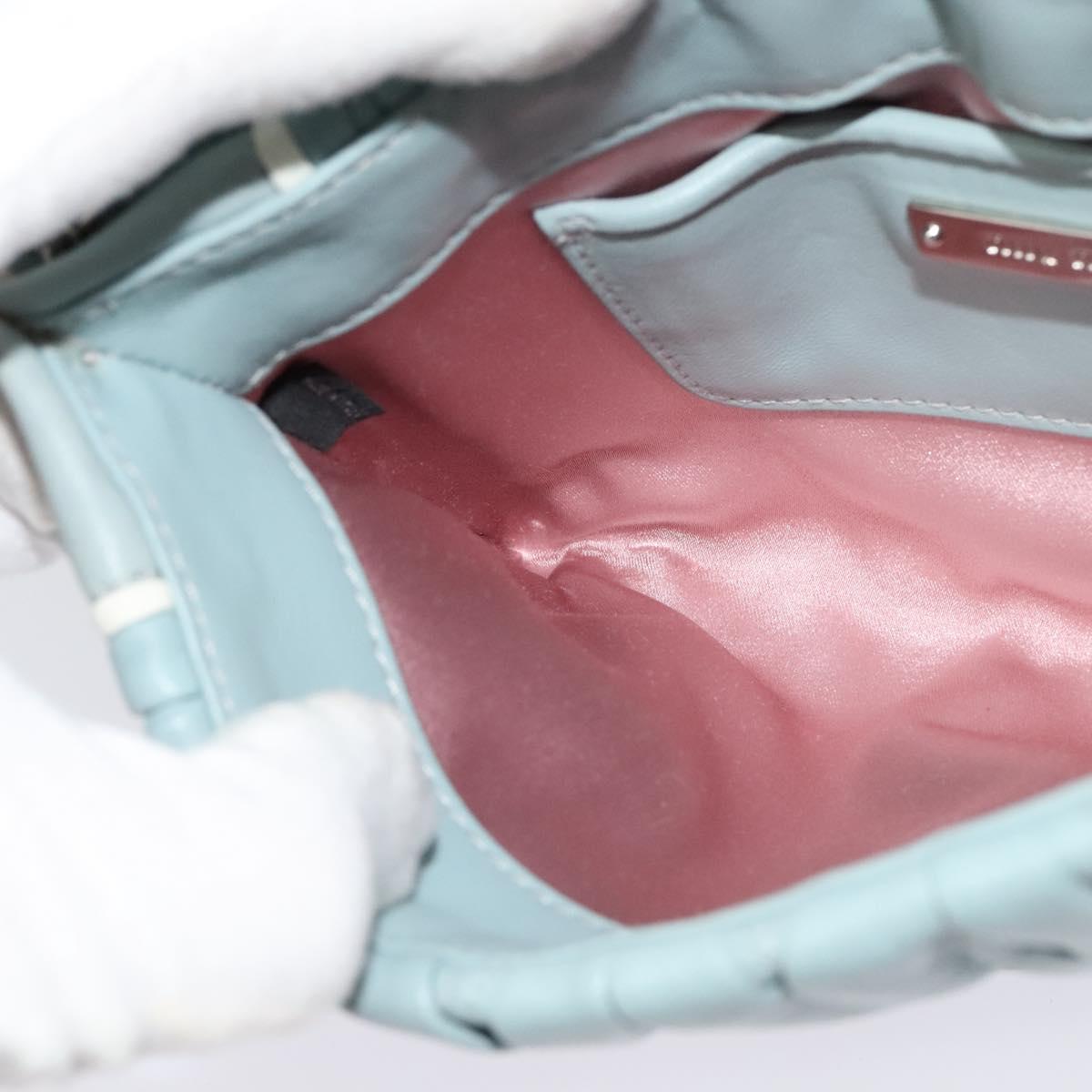 Miu Miu Chain Shoulder Bag Leather Blue Silver Auth BD1352