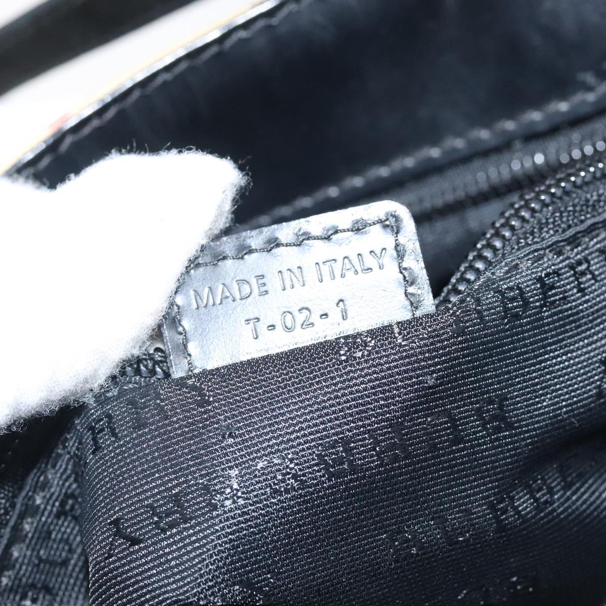 BURBERRY Nova Check Hand Bag PVC Beige Black Silver Auth BD1373