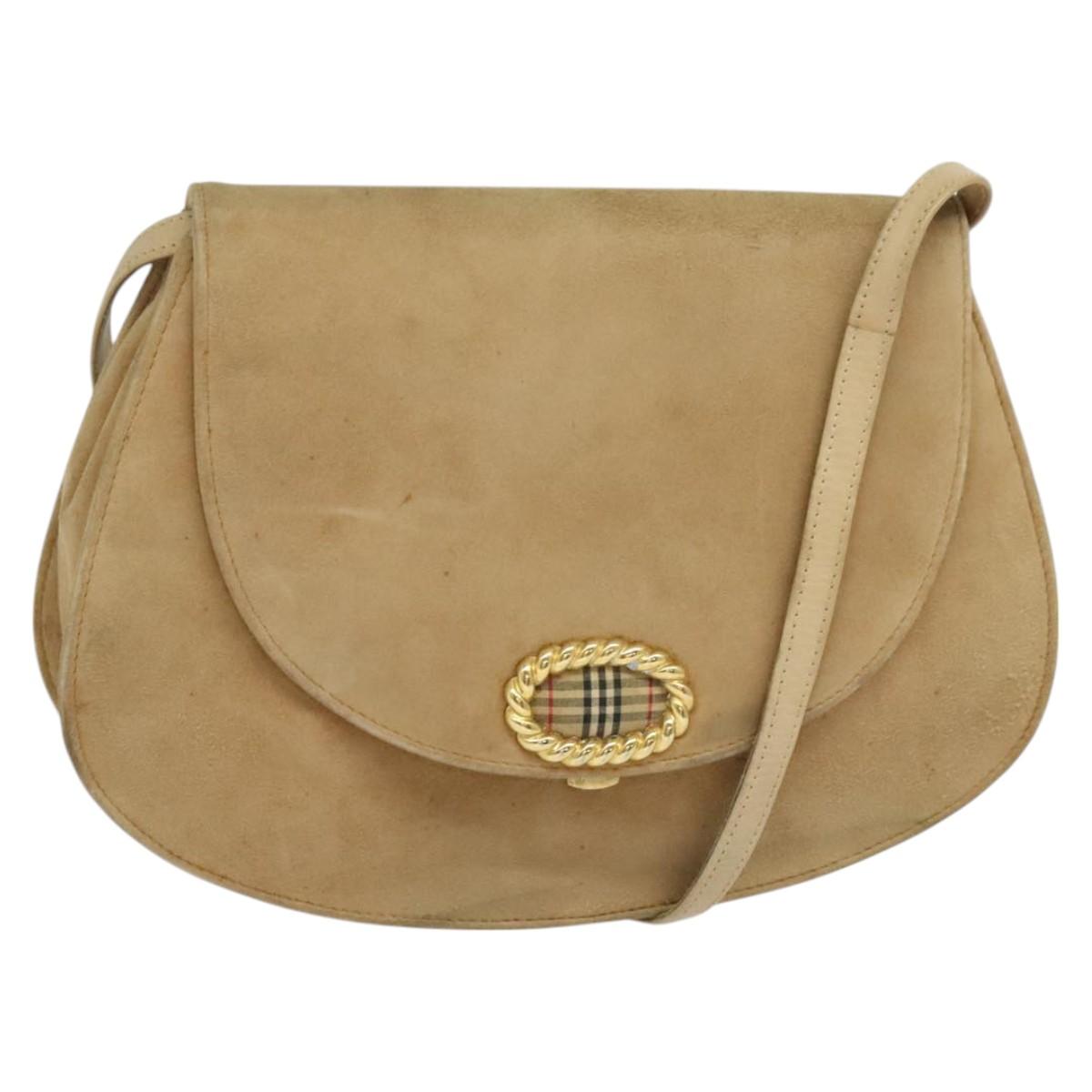 Burberrys Shoulder Bag Suede Beige Auth BD1377