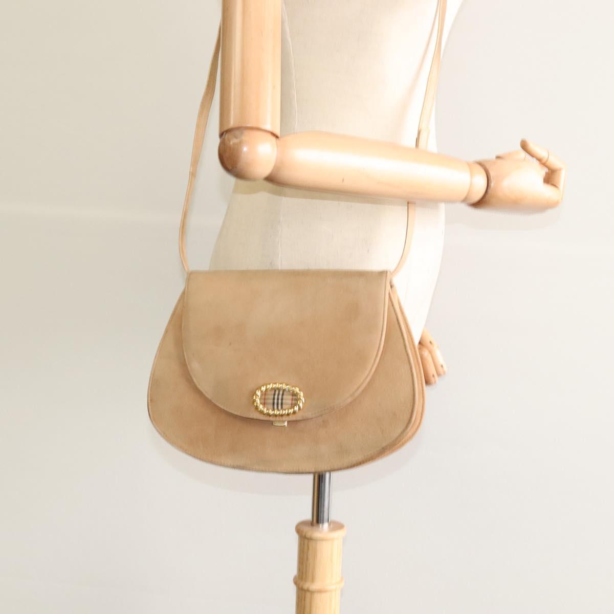 Burberrys Shoulder Bag Suede Beige Auth BD1377