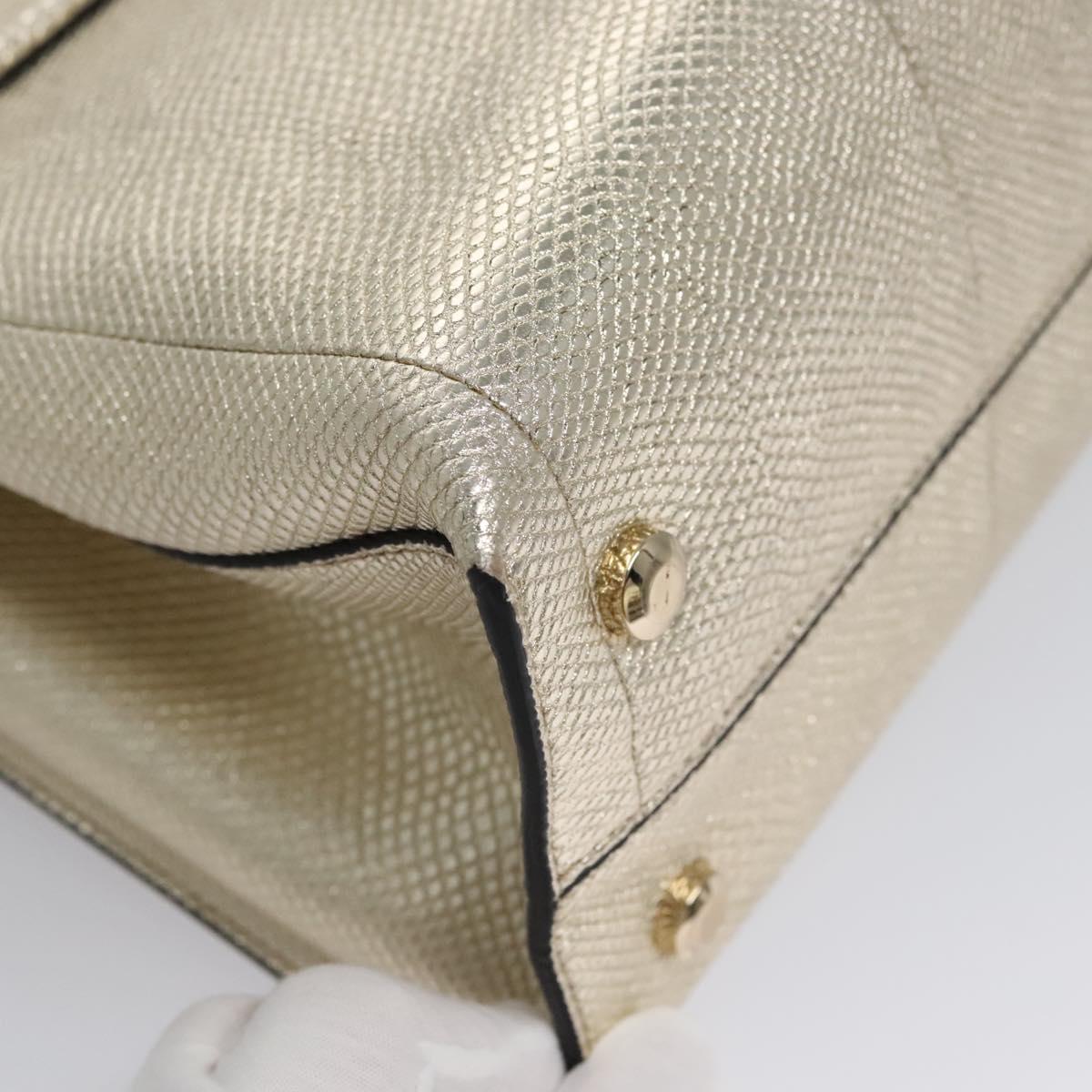 Salvatore Ferragamo Gancini Hand Bag Leather 2way Gold Auth BD137SV