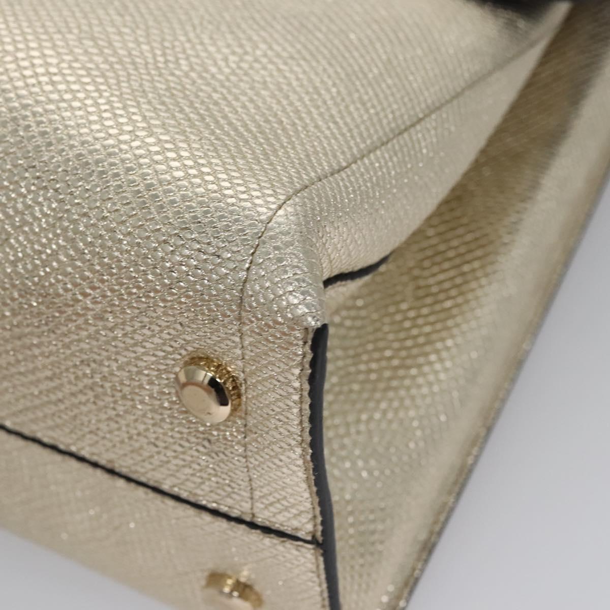 Salvatore Ferragamo Gancini Hand Bag Leather 2way Gold Auth BD137SV