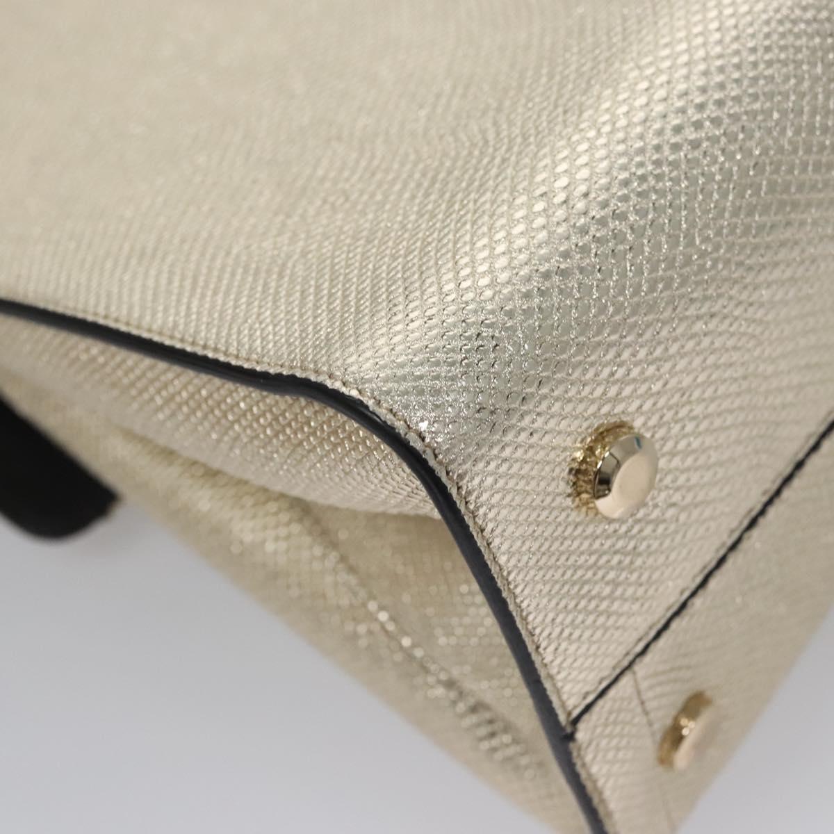 Salvatore Ferragamo Gancini Hand Bag Leather 2way Gold Auth BD137SV