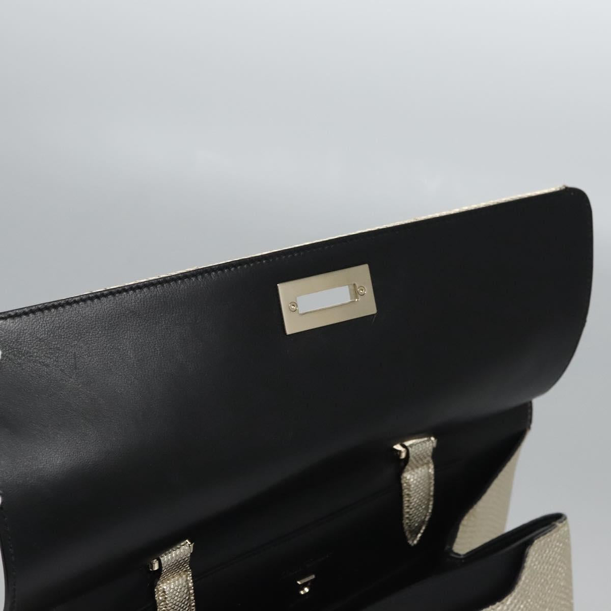 Salvatore Ferragamo Gancini Hand Bag Leather 2way Gold Auth BD137SV