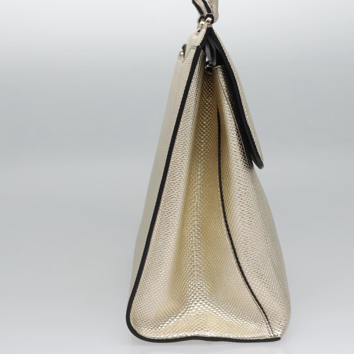 Salvatore Ferragamo Gancini Hand Bag Leather 2way Gold Auth BD137SV