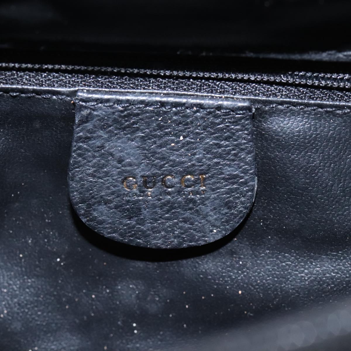 GUCCI Bamboo Hand Bag Suede Leather Black Gold 002 1186 0259 Auth BD1389