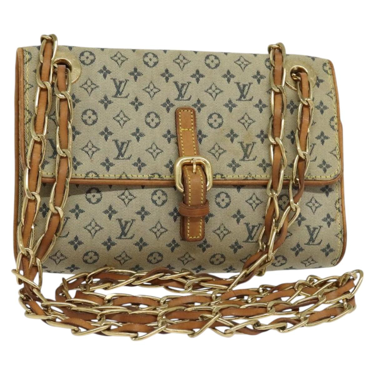LOUIS VUITTON Monogram Mini Camille Chain Shoulder Bag Blue M92002 Auth BD1396