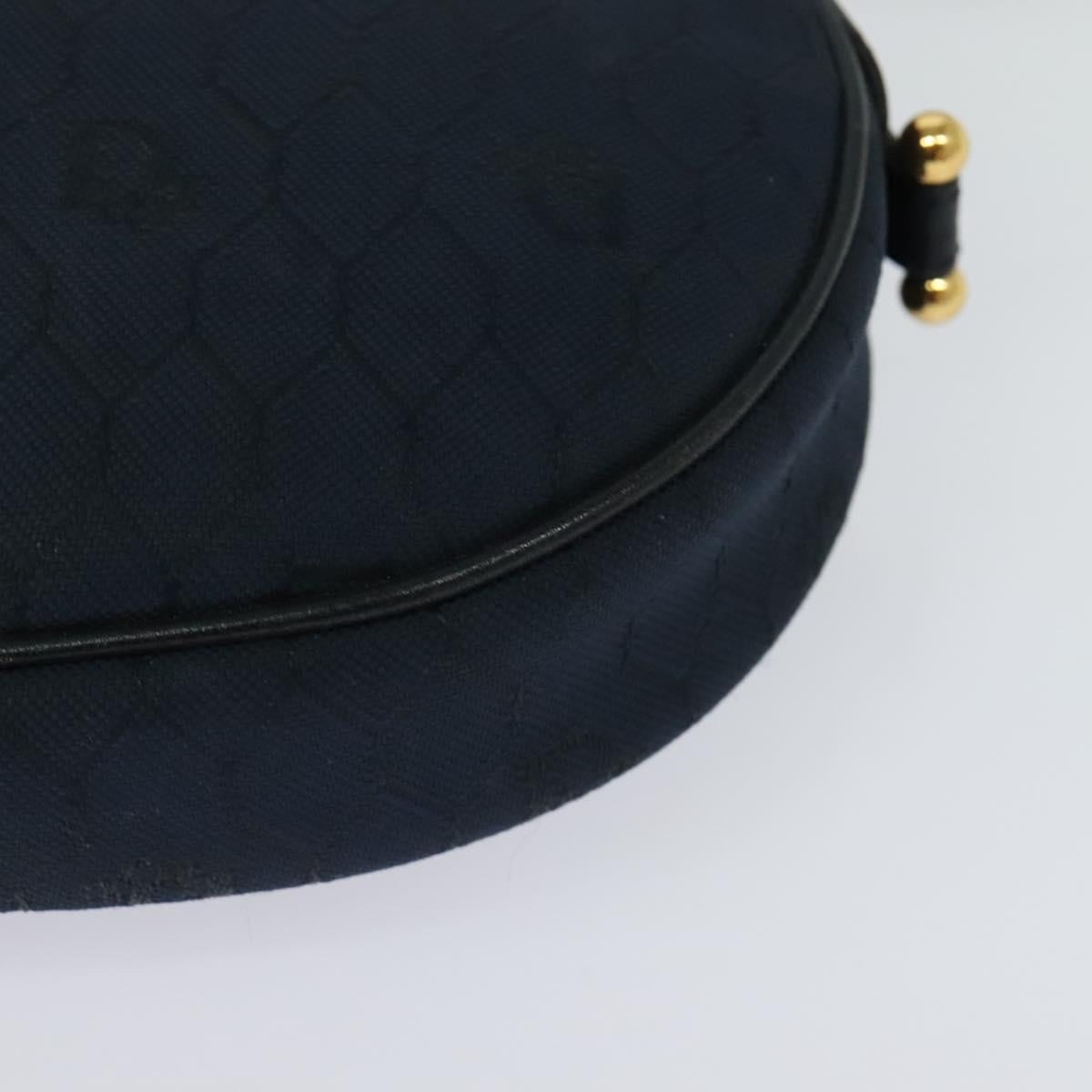 Christian Dior Honeycomb Canvas Shoulder Bag Gold Navy Auth BD1407