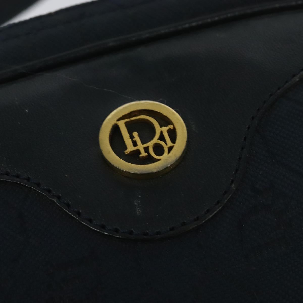 Christian Dior Honeycomb Canvas Shoulder Bag Gold Navy Auth BD1407