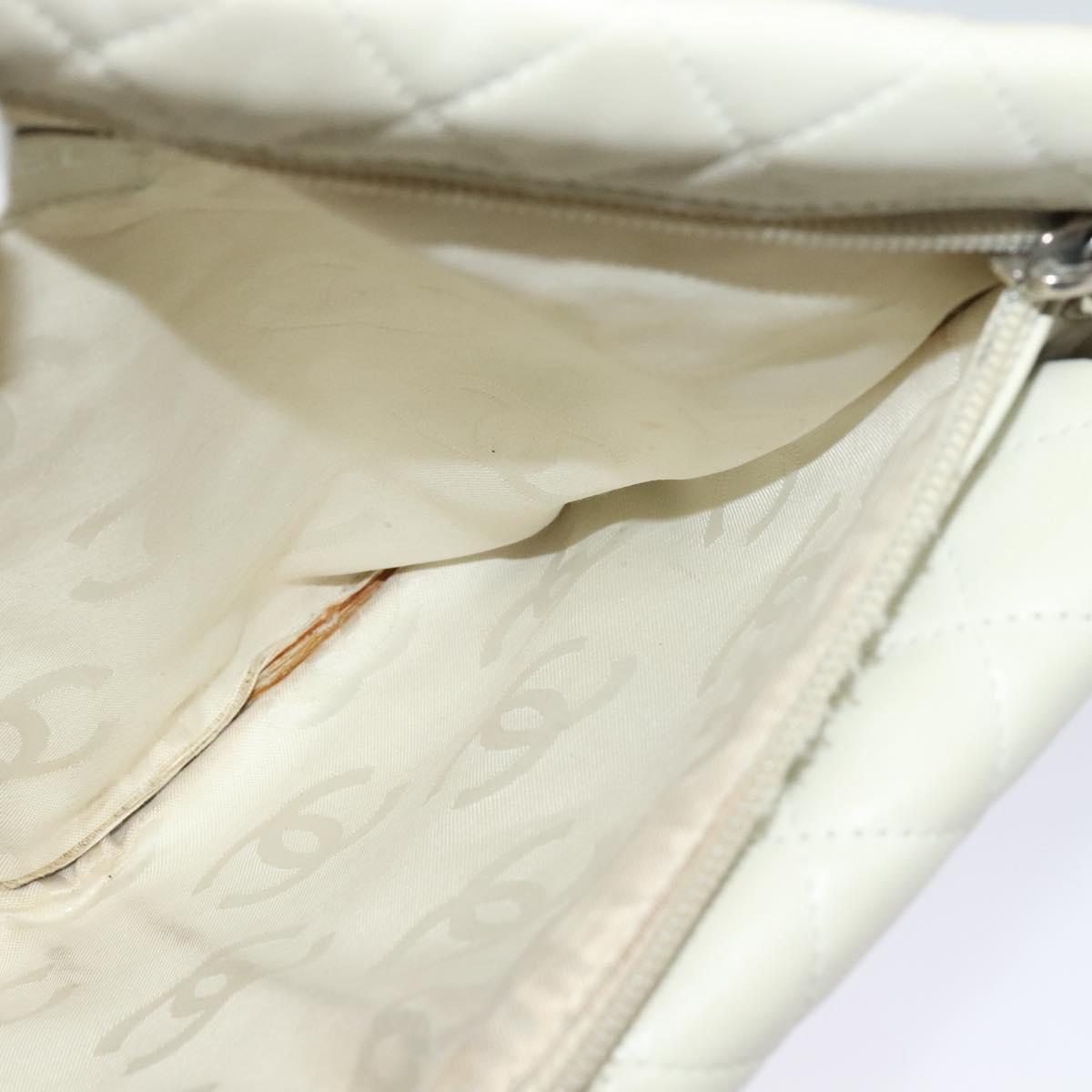 CHANEL Shoulder Bag Lamb Skin White CC Auth BD1411
