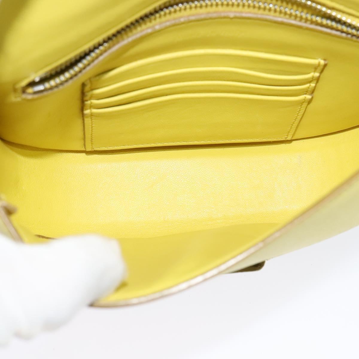 CELINE Shoulder Bag Leather Yellow Auth BD1446