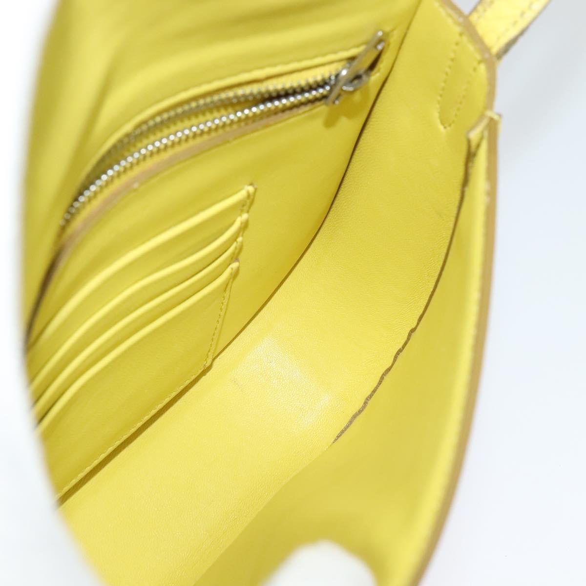 CELINE Shoulder Bag Leather Yellow Auth BD1446