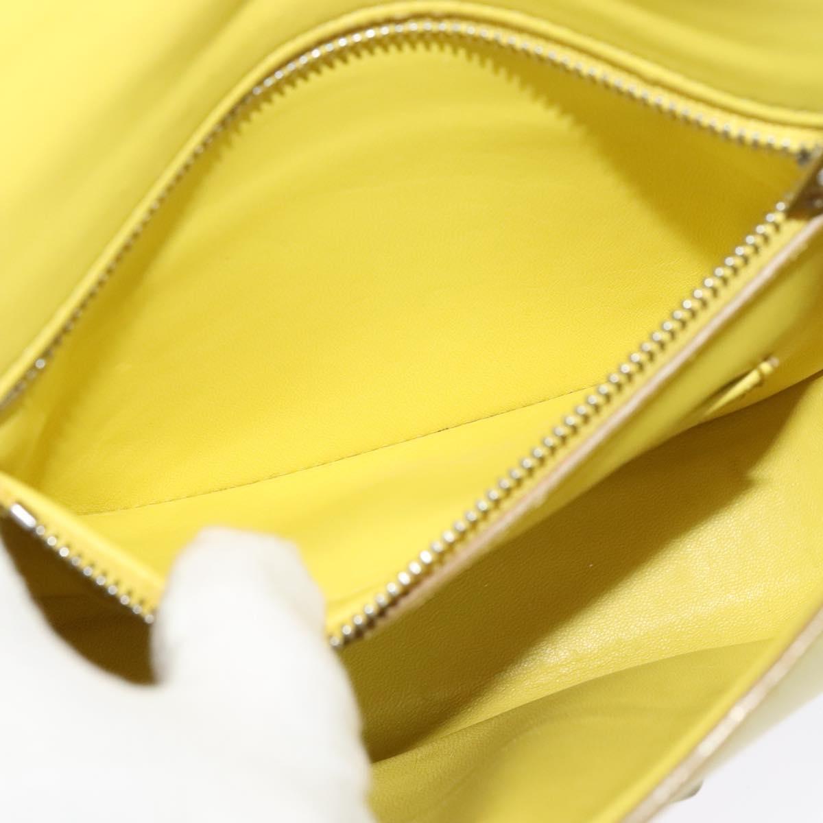 CELINE Shoulder Bag Leather Yellow Auth BD1446