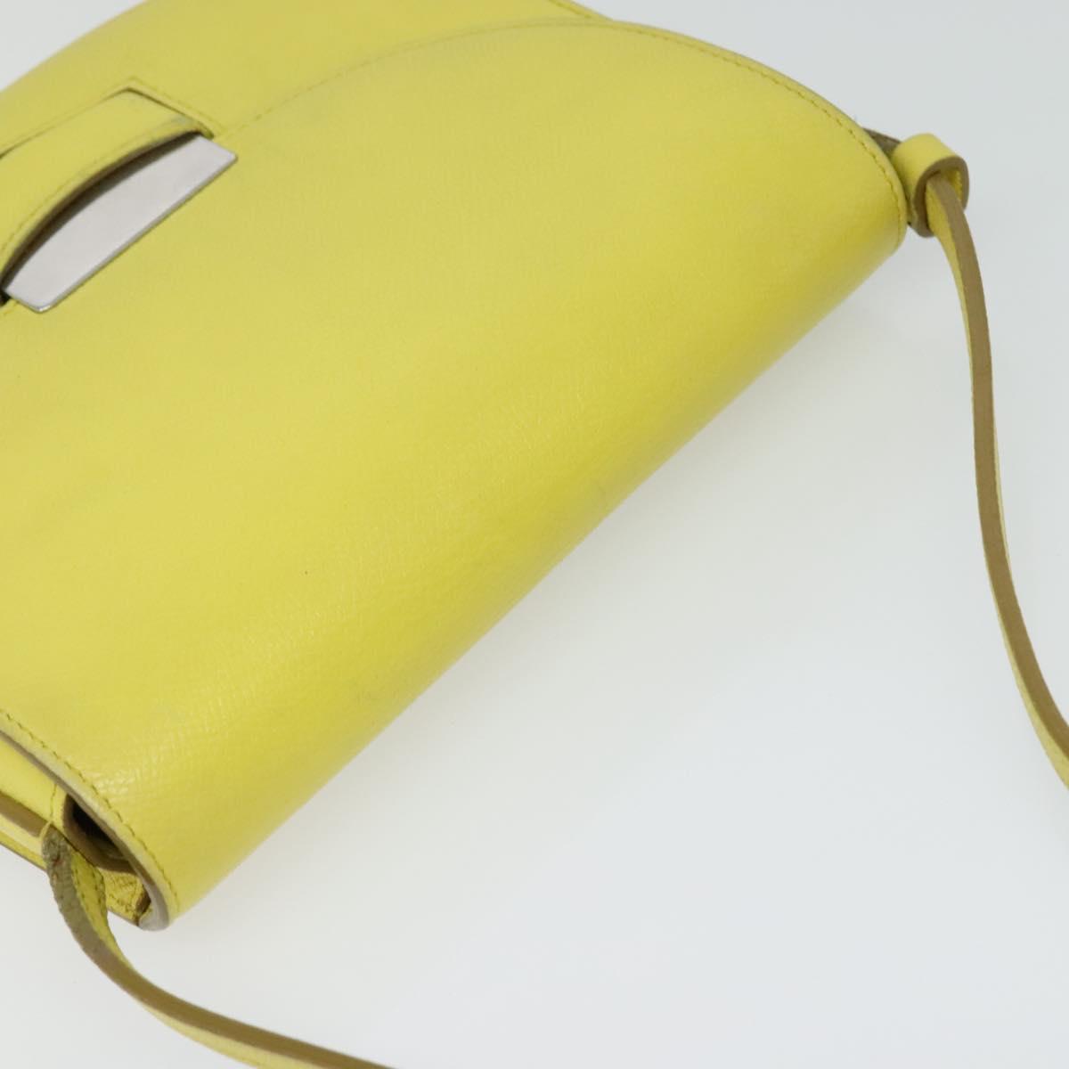 CELINE Shoulder Bag Leather Yellow Auth BD1446