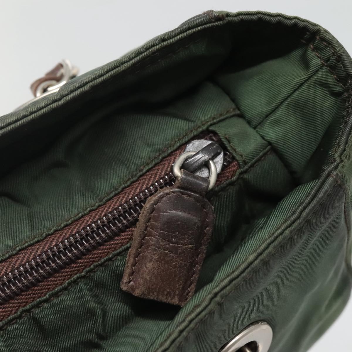 PRADA Chain Shoulder Bag Nylon Green Auth BD1448