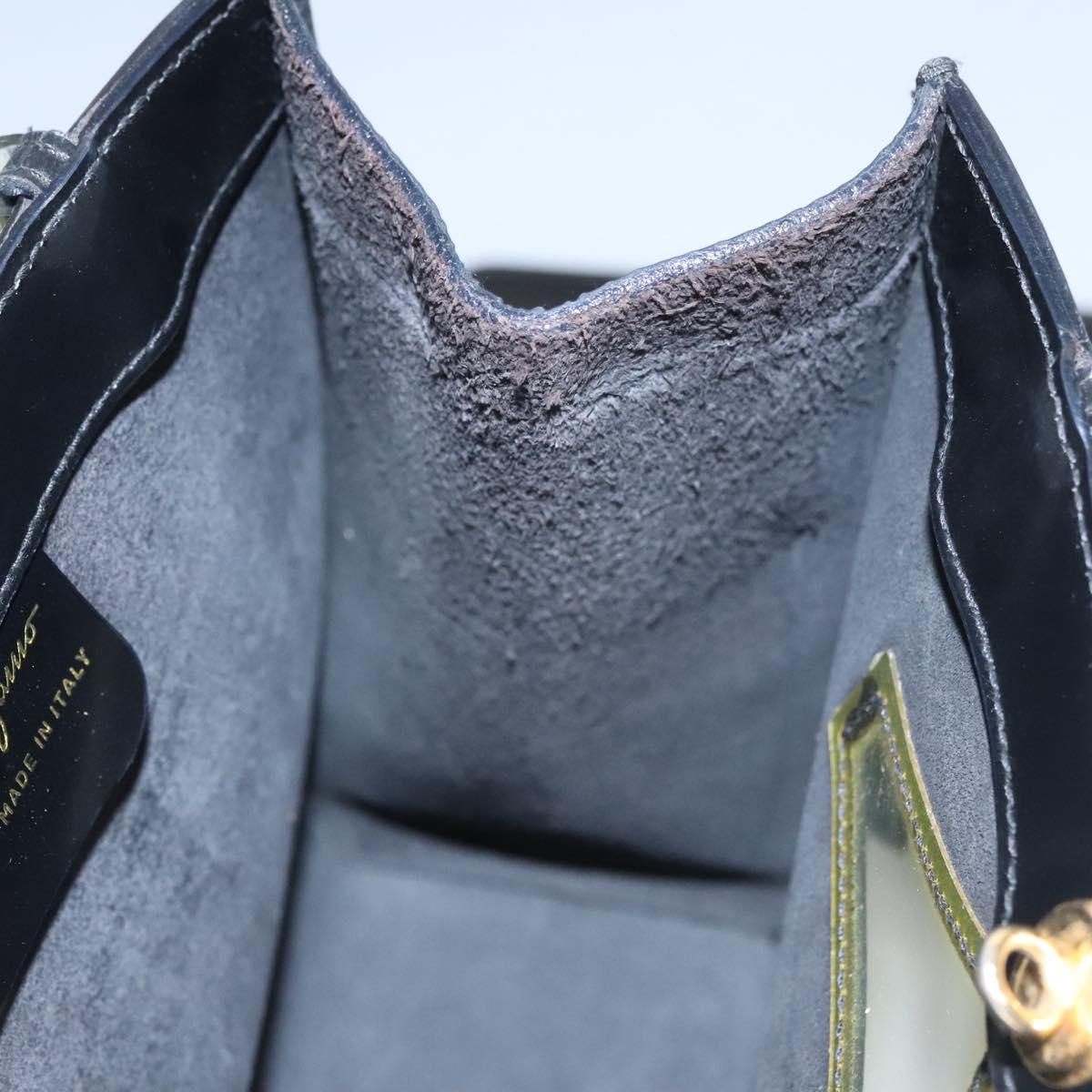 Salvatore Ferragamo Hand Bag Leather Black Auth BD145