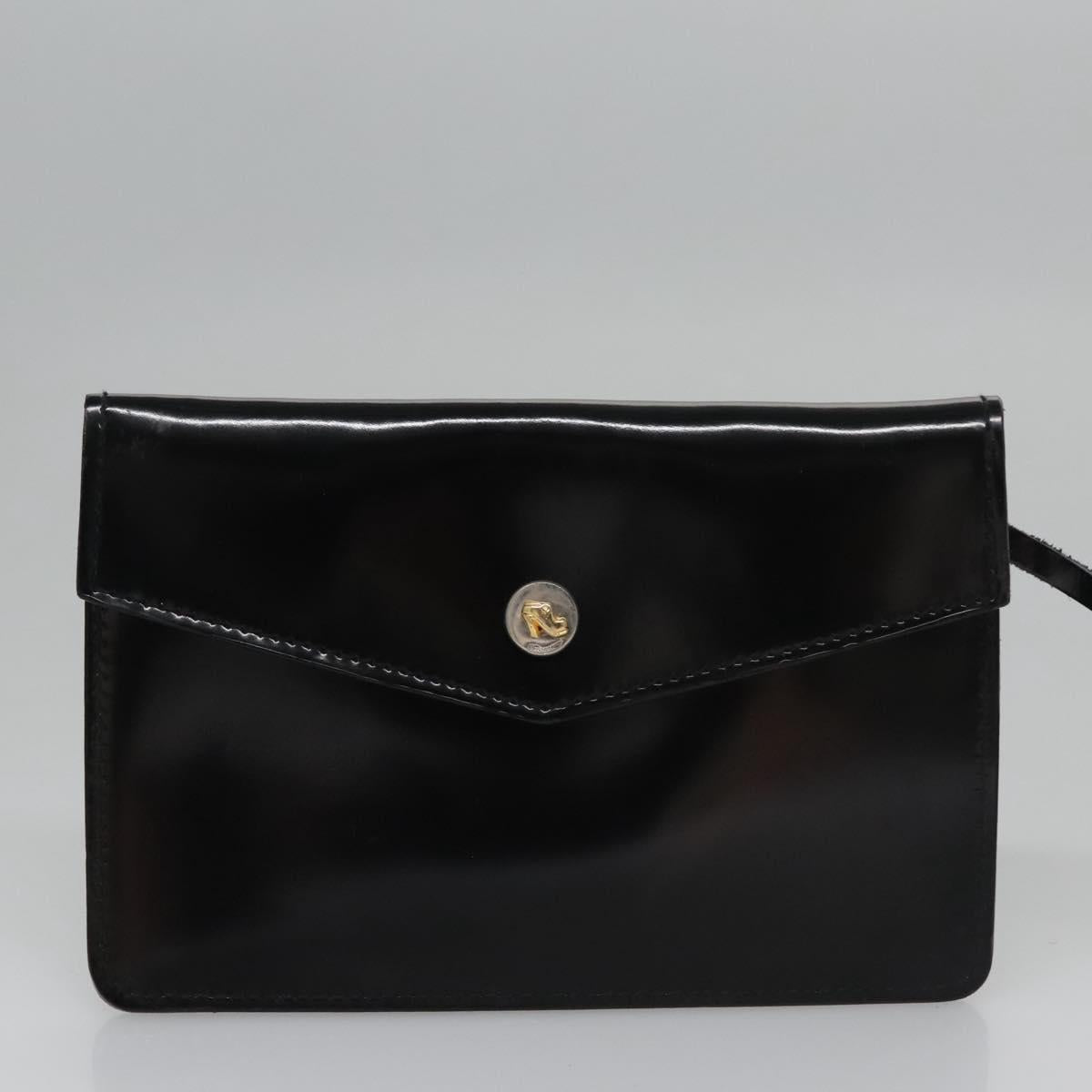 Salvatore Ferragamo Hand Bag Leather Black Auth BD145