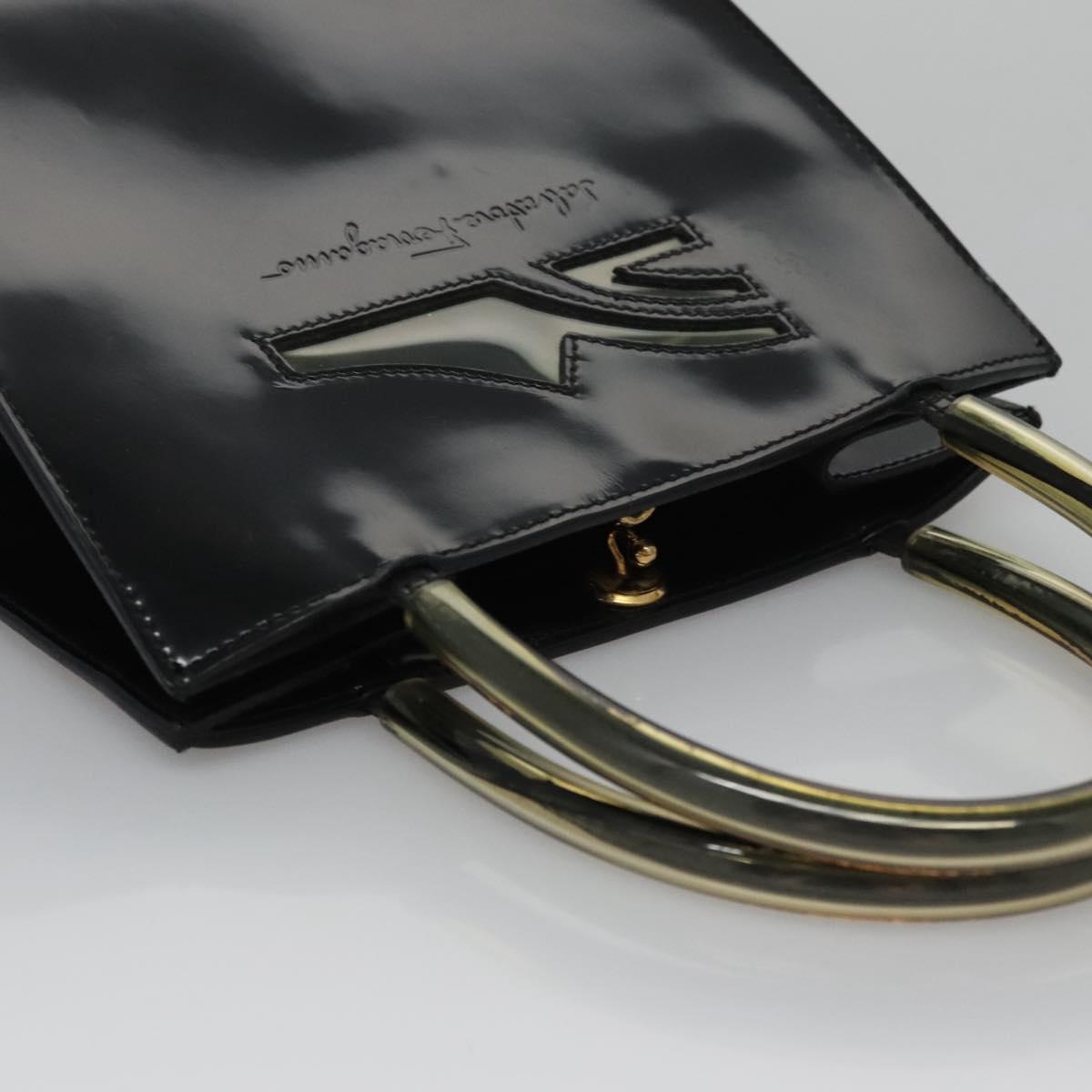 Salvatore Ferragamo Hand Bag Leather Black Auth BD145
