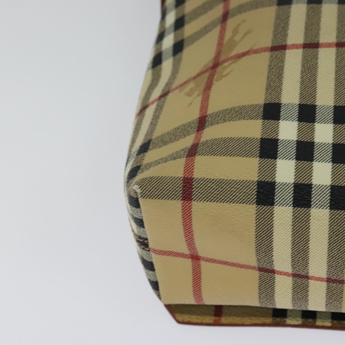 BURBERRY Nova Check Shoulder Bag PVC Leather Beige Auth BD1450