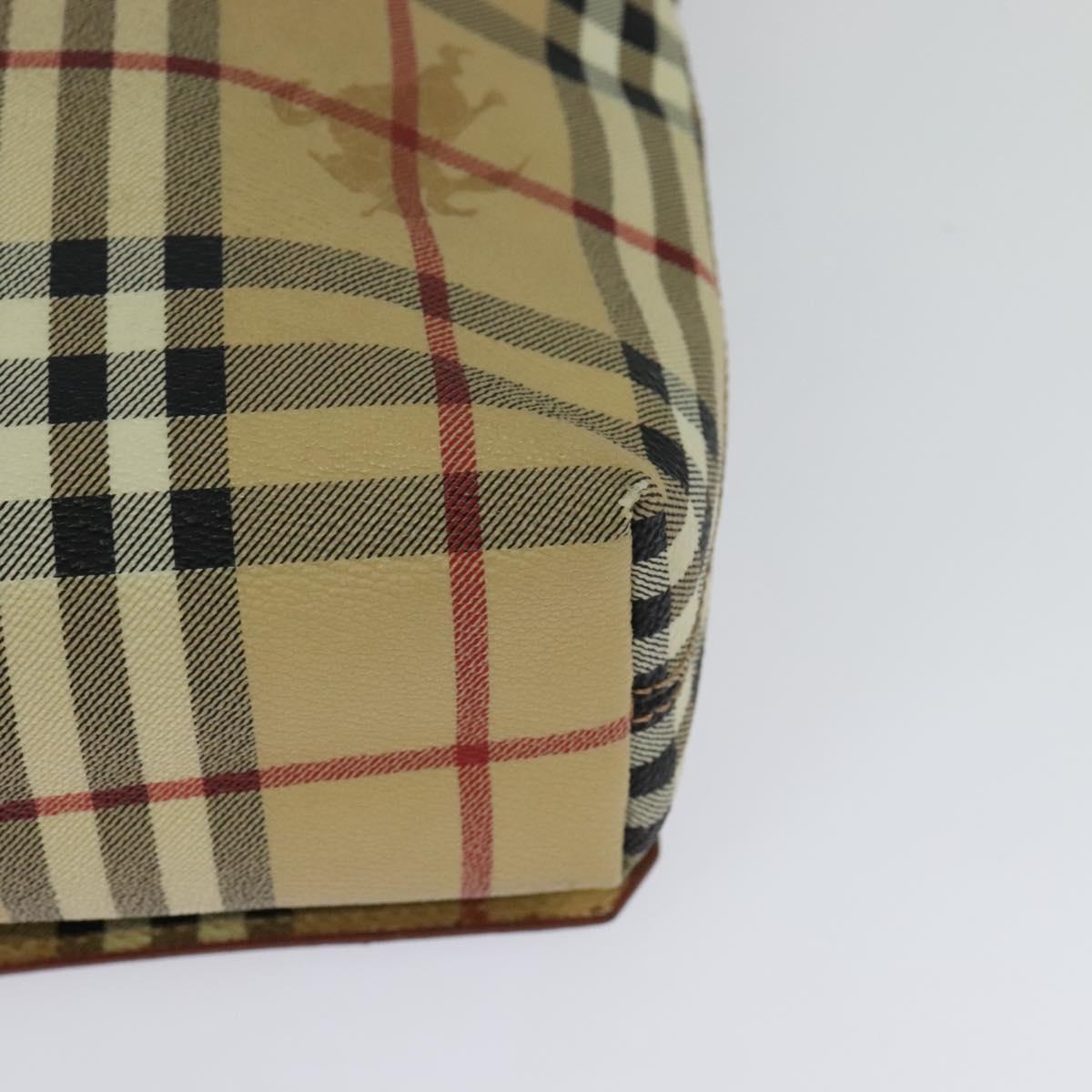 BURBERRY Nova Check Shoulder Bag PVC Leather Beige Auth BD1450