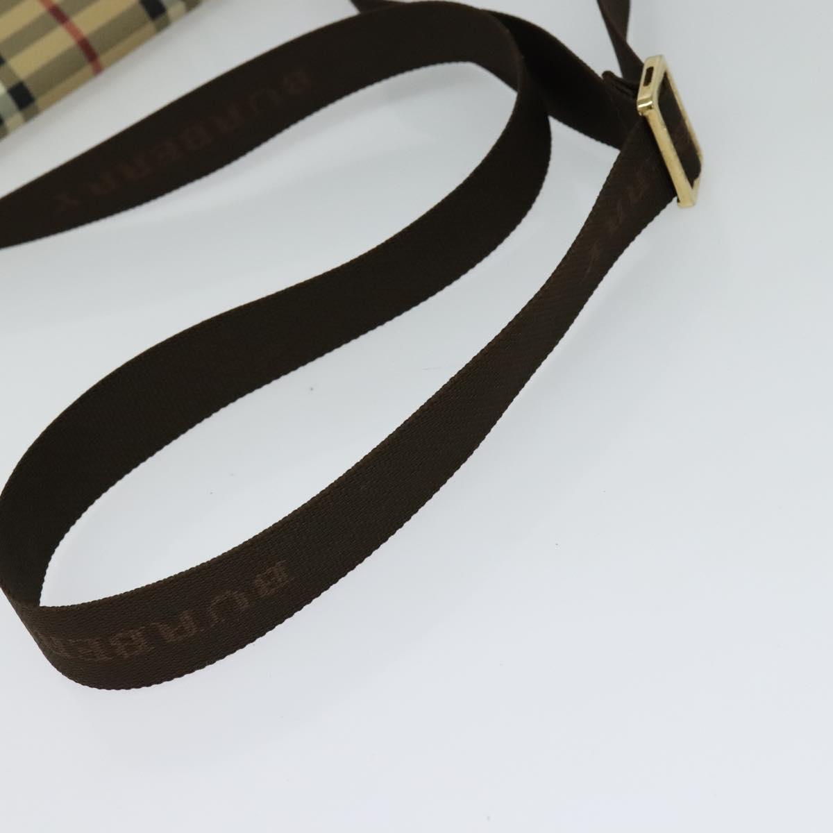 BURBERRY Nova Check Shoulder Bag PVC Leather Beige Auth BD1450