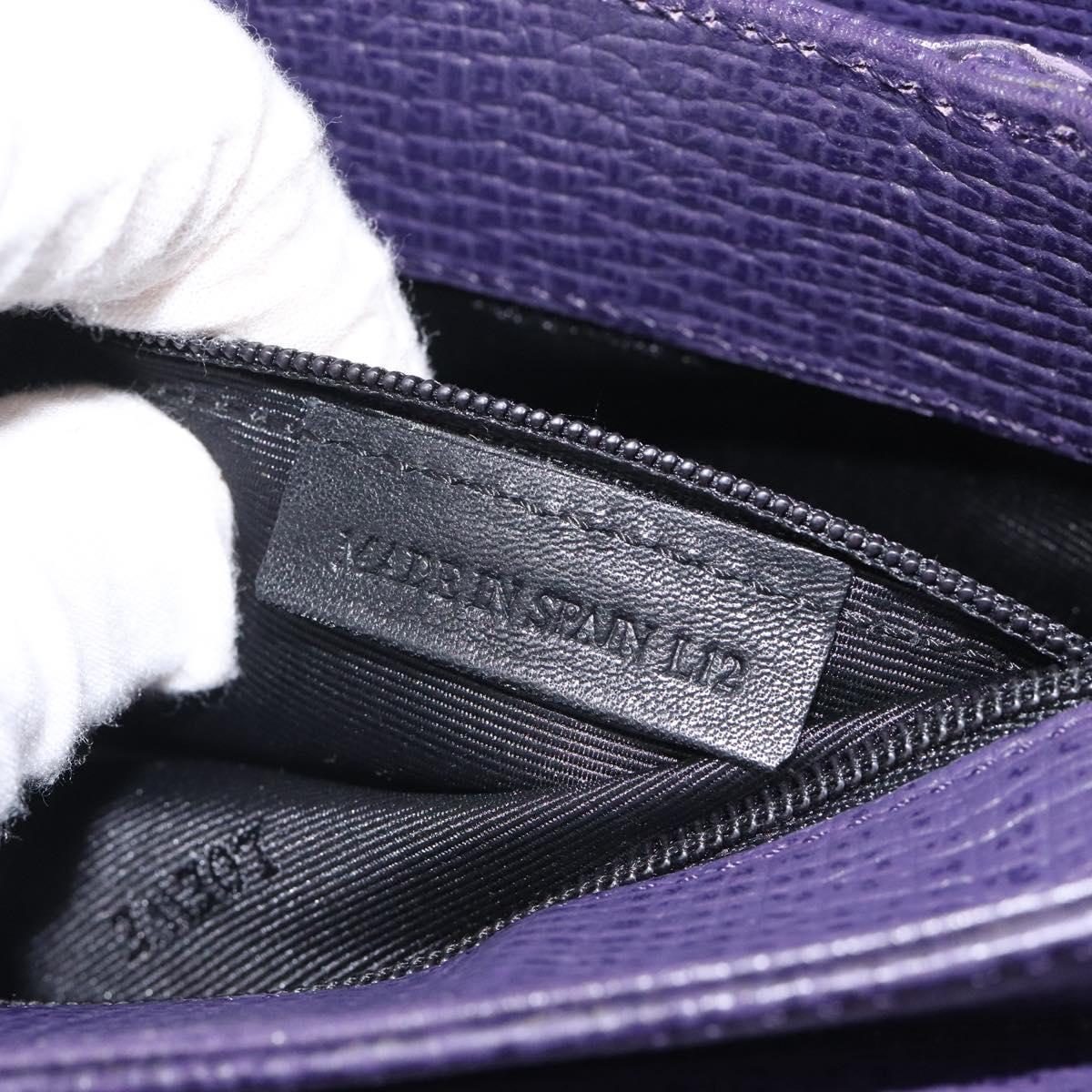LOEWE Hand Bag Leather Purple Auth BD1451