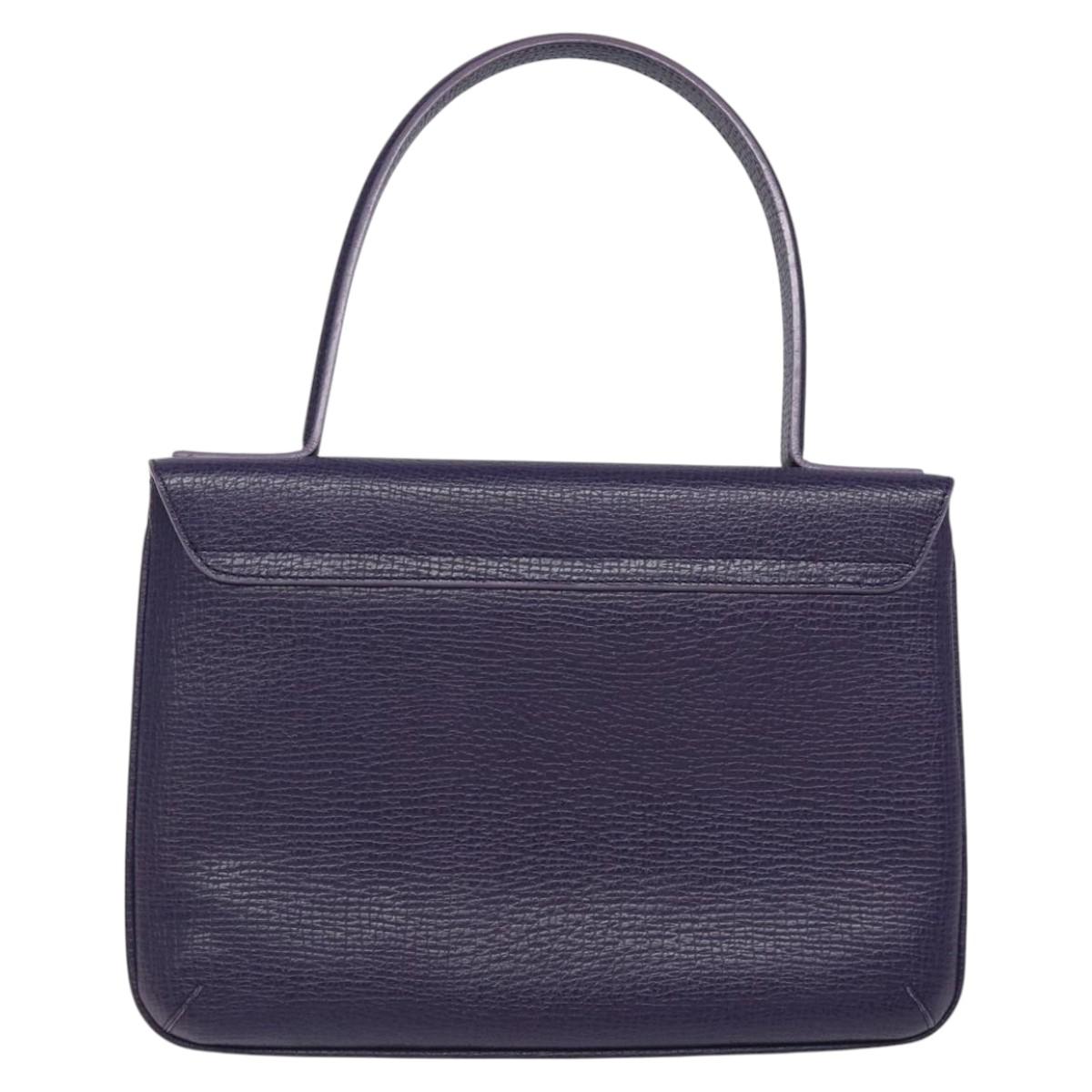 LOEWE Hand Bag Leather Purple Auth BD1451