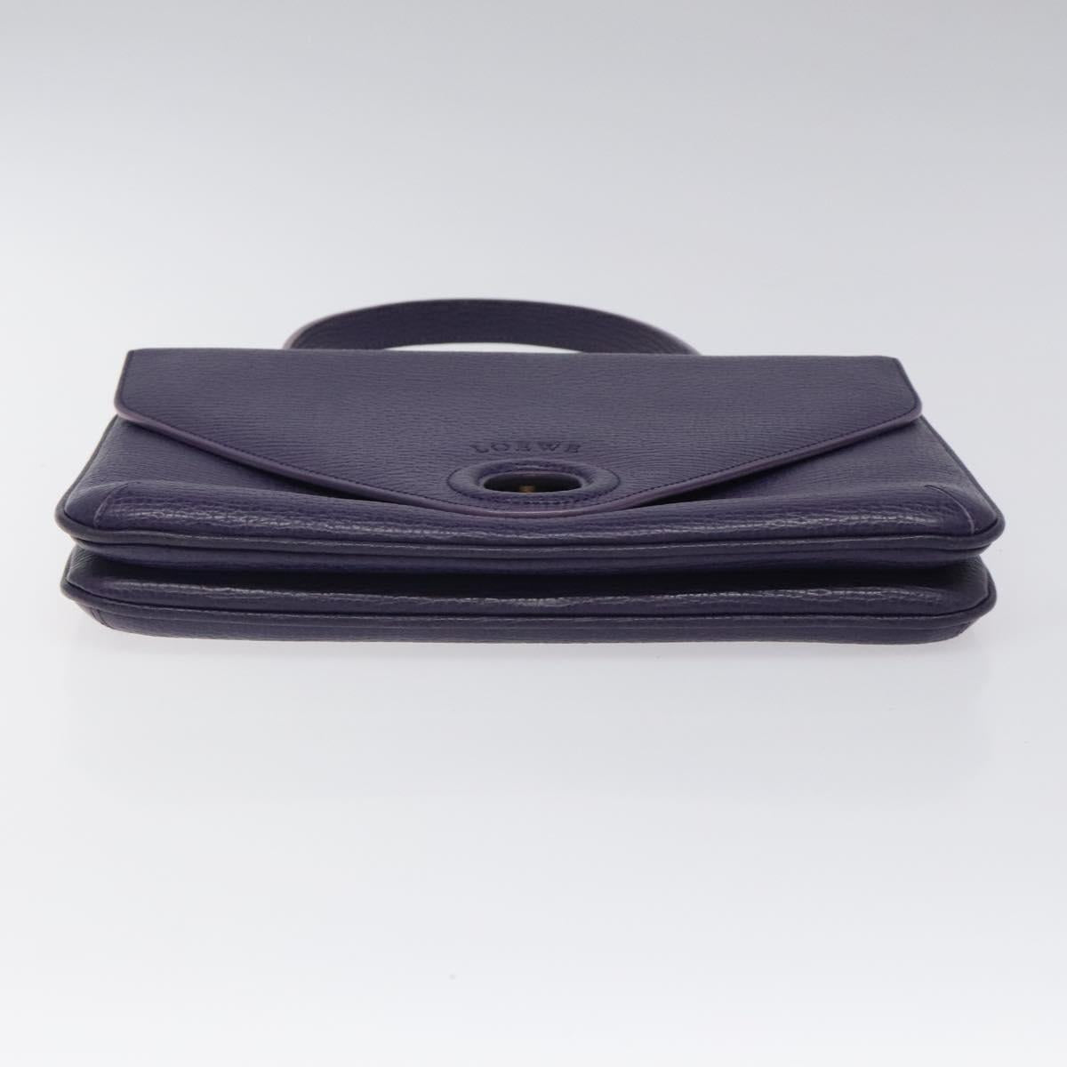 LOEWE Hand Bag Leather Purple Auth BD1451