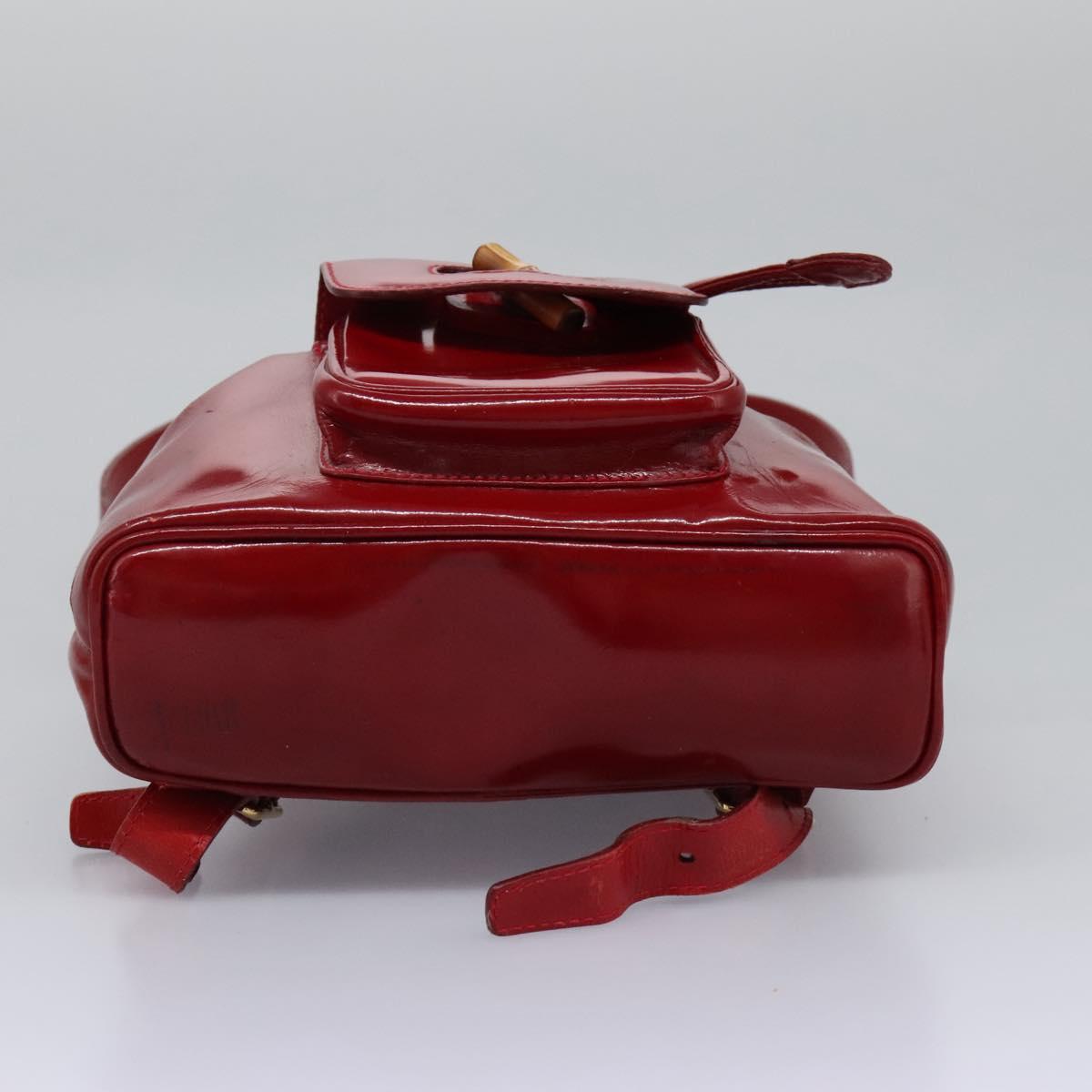 GUCCI Bamboo Backpack Enamel Red Gold 003 2058 0030 Auth BD1452