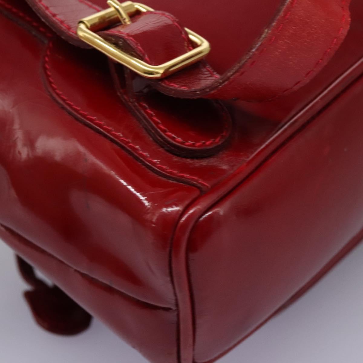 GUCCI Bamboo Backpack Enamel Red Gold 003 2058 0030 Auth BD1452