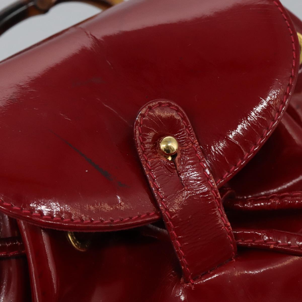 GUCCI Bamboo Backpack Enamel Red Gold 003 2058 0030 Auth BD1452