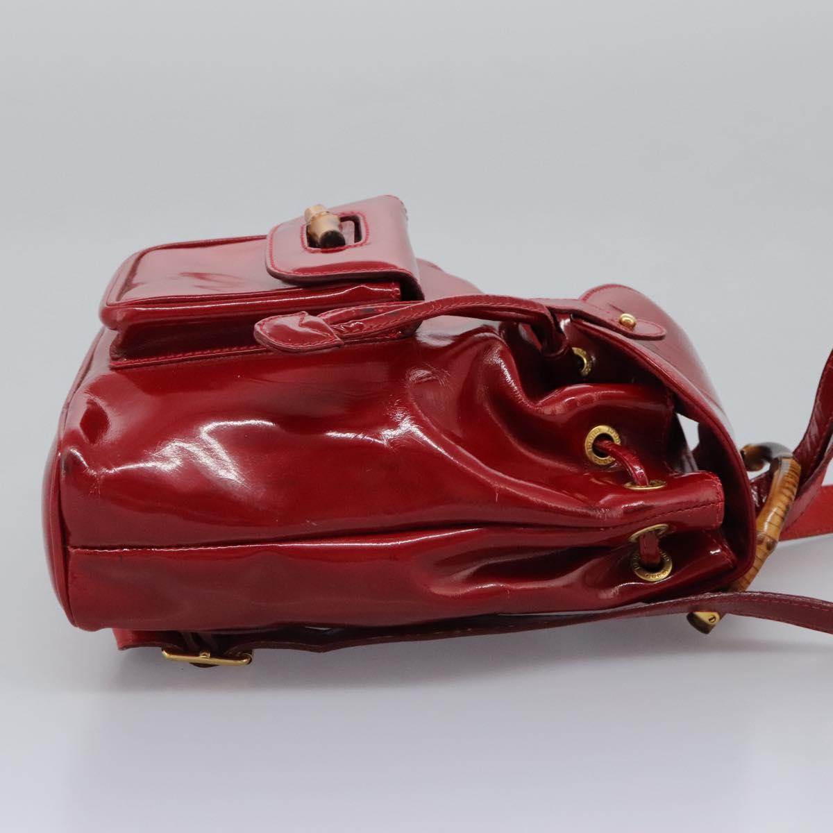 GUCCI Bamboo Backpack Enamel Red Gold 003 2058 0030 Auth BD1452