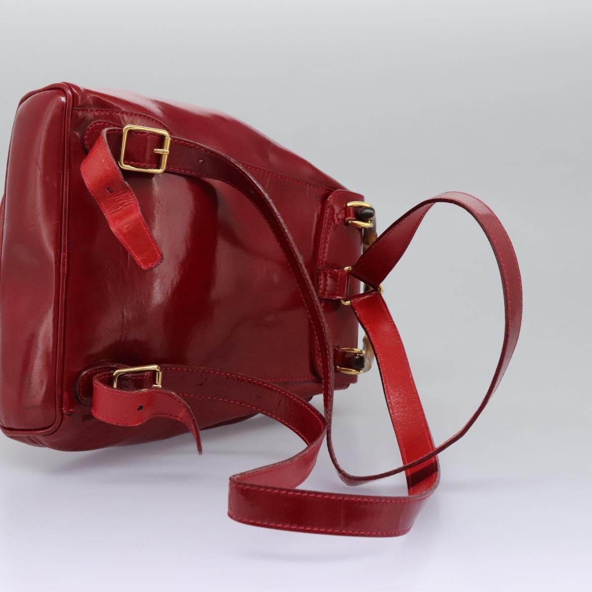 GUCCI Bamboo Backpack Enamel Red Gold 003 2058 0030 Auth BD1452