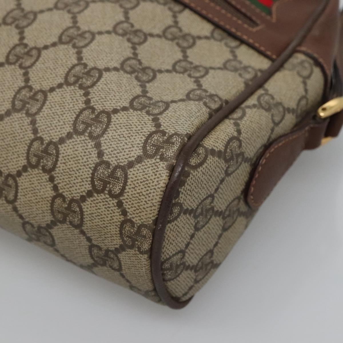 GUCCI GG Supreme Web Sherry Line Bag PVC Beige Gold 001 113 6165 Auth BD1465