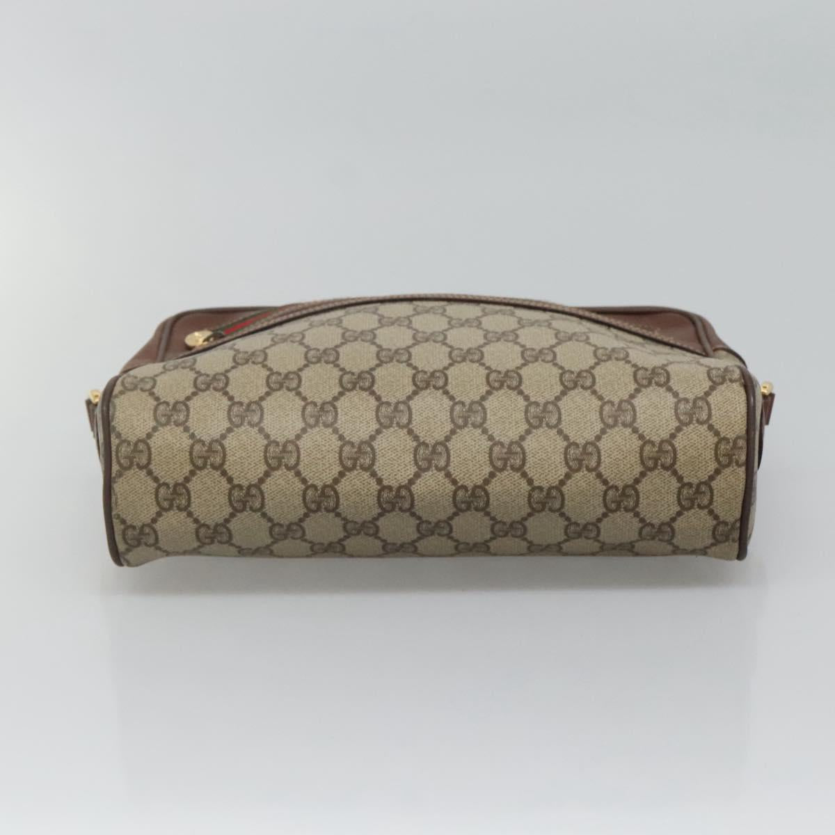 GUCCI GG Supreme Web Sherry Line Bag PVC Beige Gold 001 113 6165 Auth BD1465