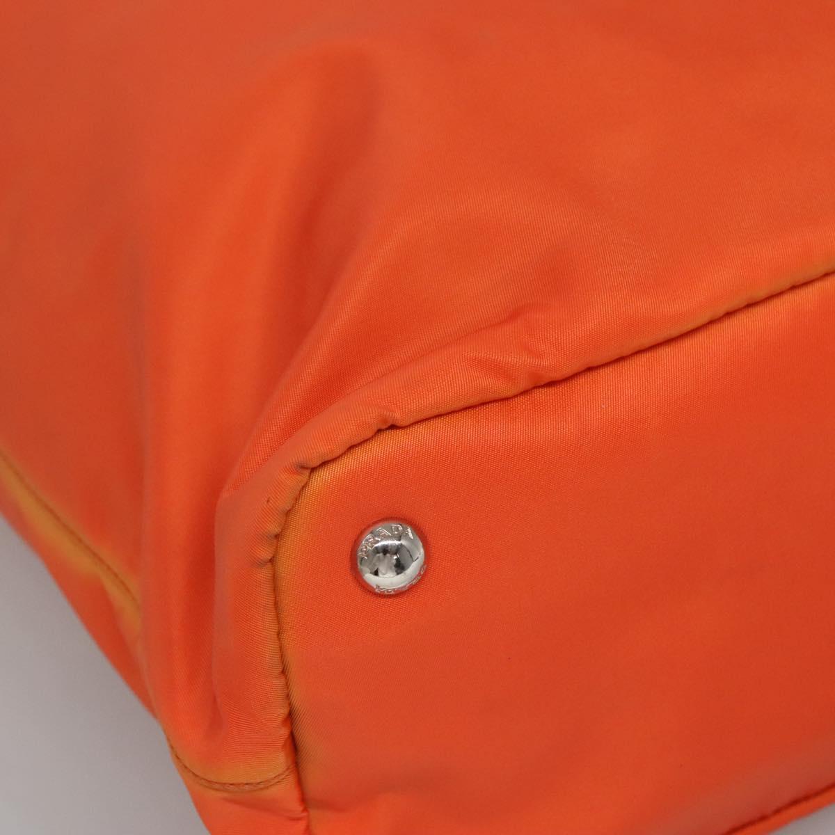 PRADA Tote Bag Nylon 2way Orange Black Silver Auth BD147