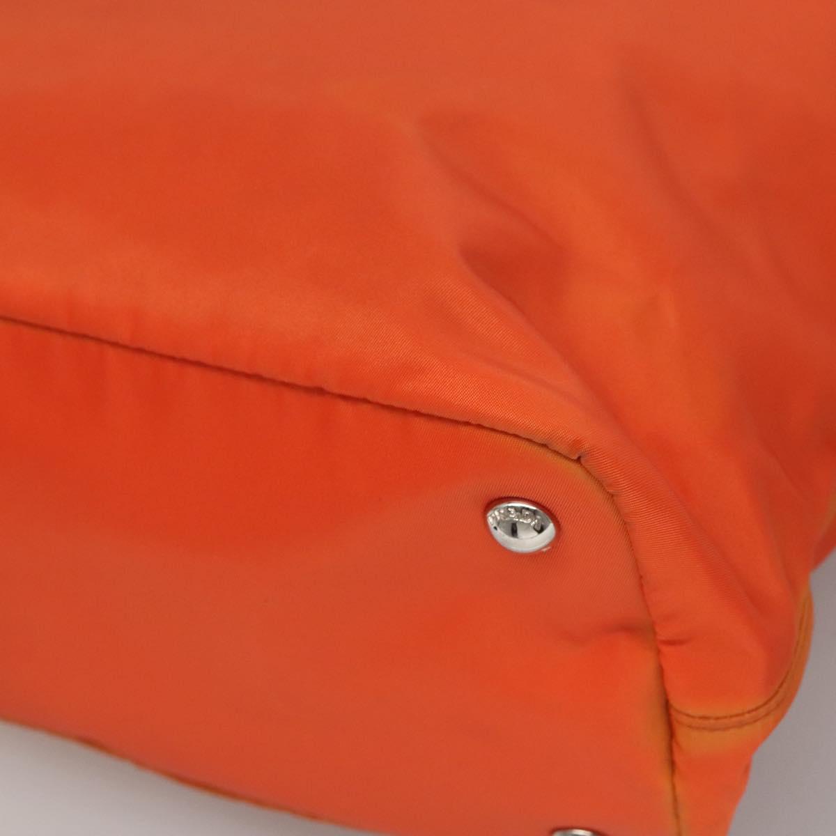 PRADA Tote Bag Nylon 2way Orange Black Silver Auth BD147