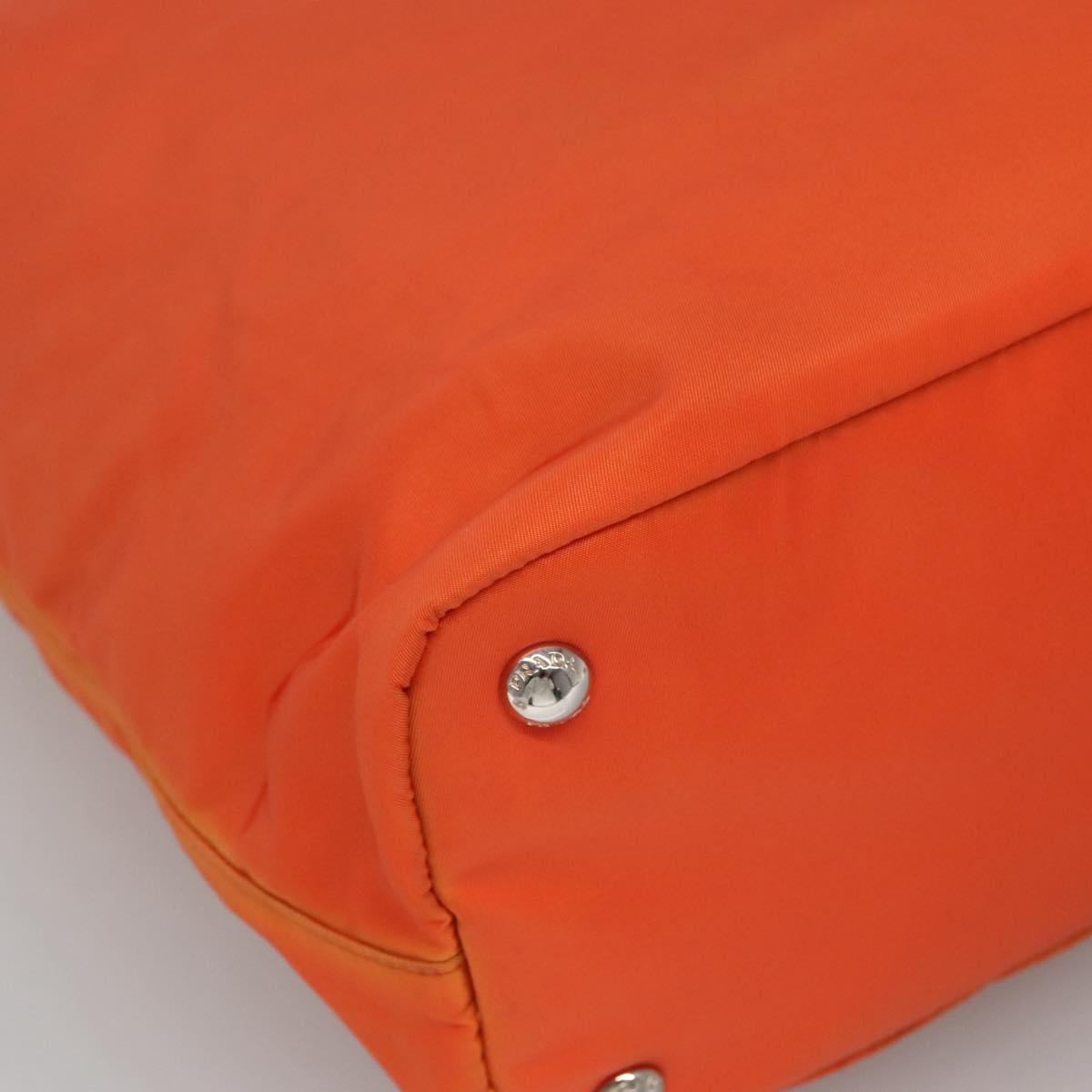 PRADA Tote Bag Nylon 2way Orange Black Silver Auth BD147