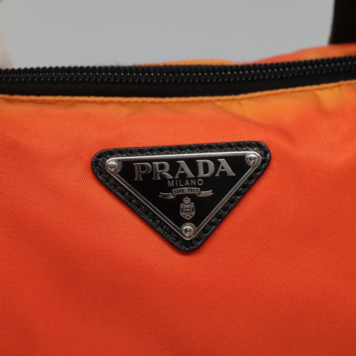 PRADA Tote Bag Nylon 2way Orange Black Silver Auth BD147
