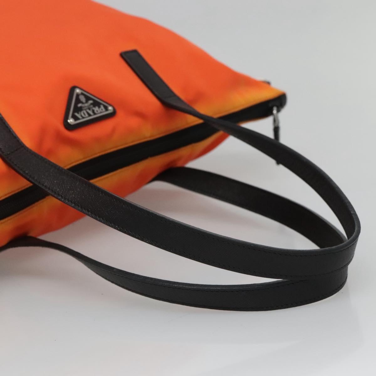 PRADA Tote Bag Nylon 2way Orange Black Silver Auth BD147