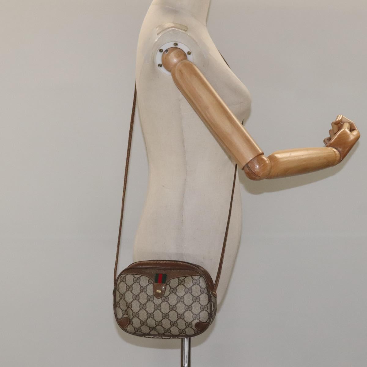 GUCCI GG Supreme Web Sherry Line Shoulder Bag PVC Beige 89 02 066 Auth BD148