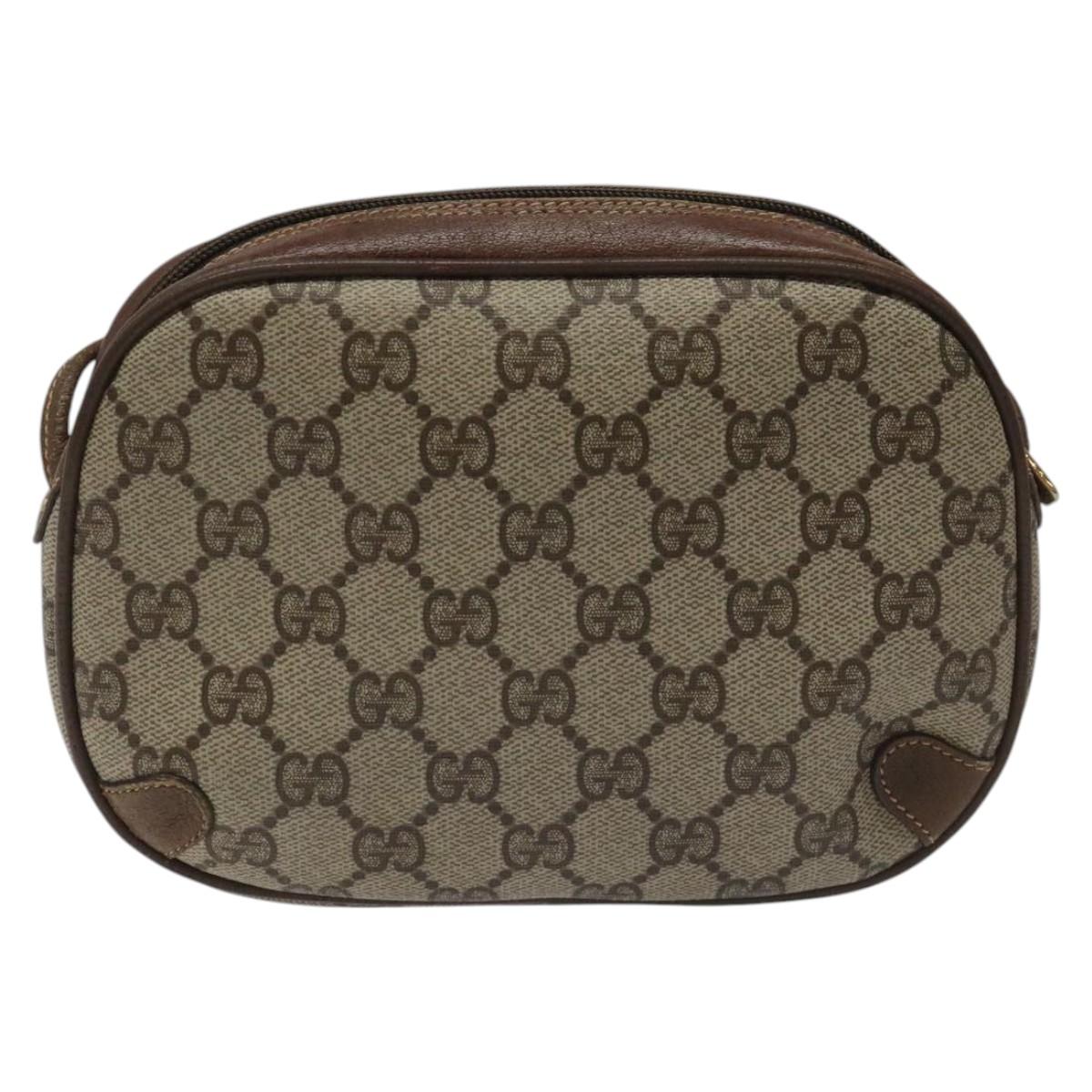 GUCCI GG Supreme Web Sherry Line Shoulder Bag PVC Beige 89 02 066 Auth BD148