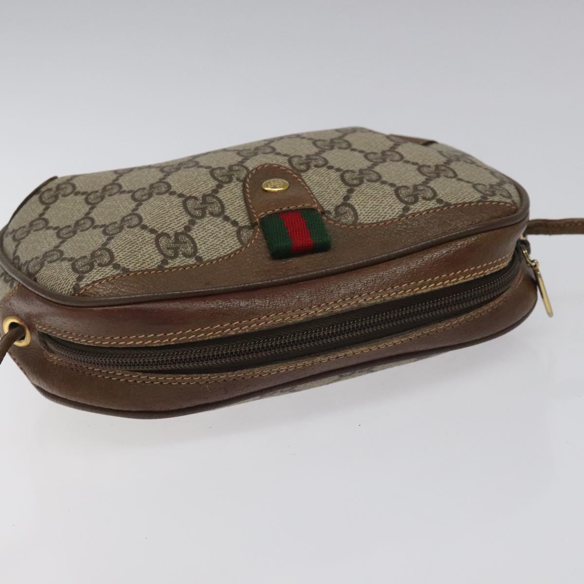 GUCCI GG Supreme Web Sherry Line Shoulder Bag PVC Beige 89 02 066 Auth BD148