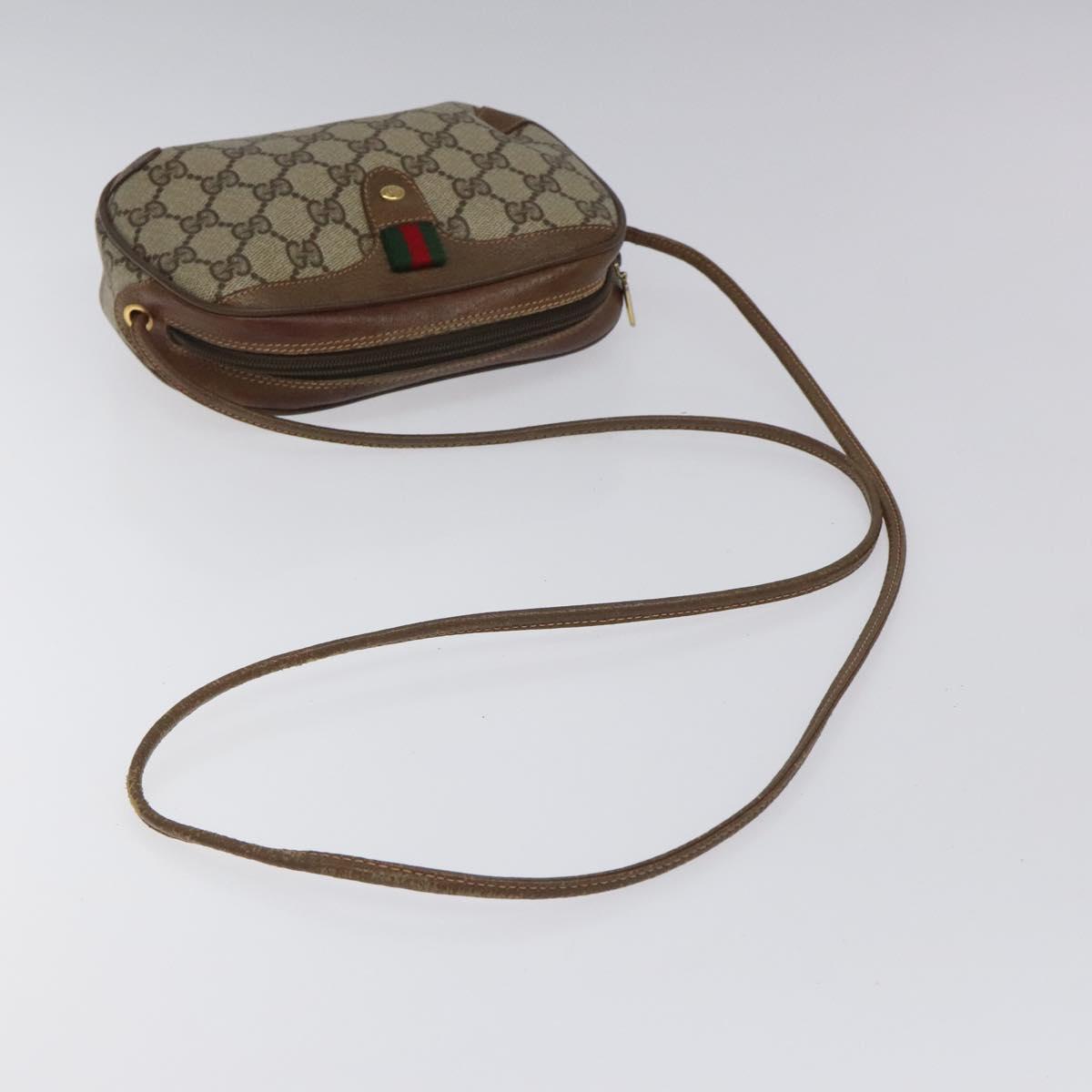 GUCCI GG Supreme Web Sherry Line Shoulder Bag PVC Beige 89 02 066 Auth BD148